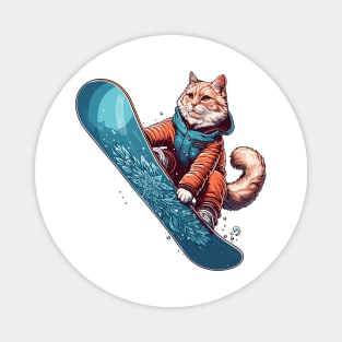 Maine Coon Cat Snowboarder Magnet